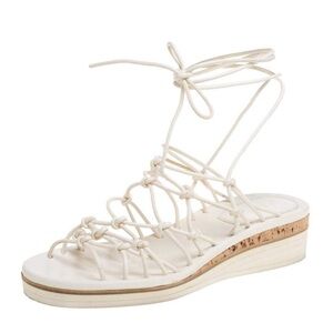 Chloe Off-White Jamie Strappy Knot Lace-Up Sandals